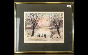 Helen Bradley Signed Print 'Oh What a Beautiful Winter's Day' Measures overall 60 by 50 cms.
