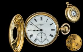 19th Century 18ct Gold Fusee Key-less Demi-Hunter Pocket Watch.