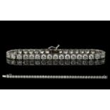 Ladies - Superior Quality 14ct White Gold Diamond Set Tennis Bracelet, Full Hallmark. The Round