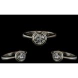 Platinum - Attractive Single Stone Diamond Ring. Full Hallmark to Interior of Shank. The Round