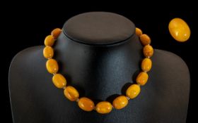 A Fine Quality 1920's Butterscotch Amber Beaded Necklace, Well Matched. 15 Inches - 37.