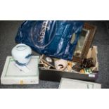 A Box of Miscellaneous to include cabinet plates, Chinese style vase, hard stone eggs,