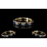 Ladies 9ct Gold Sapphire and Diamond Set Ring. Full Hallmark to Interior of Shank.