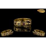 Antique 18ct Gold Attractive Ruby and Diamond Set Buckle Ring, Excellent Design.