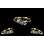 18ct Gold Attractive 3 Stone Diamond Ring. Marked 18ct Gold to Interior of Shank. All Round