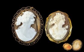 Victorian Period Large Cameo In a 9ct Gold Open worked Mount / Brooch.