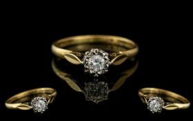 18ct Yellow Gold Single Stone Diamond Ring - Illusion Set. Marked 18ct to Interior of Shank.