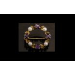 Antique Period 9ct Gold Amethyst and Pea