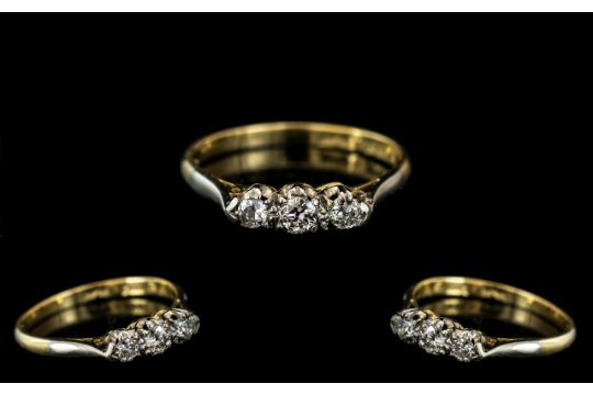 18ct Gold and Platinum Attractive 3 Ston