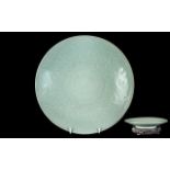 Antique Chinese Celadon Plate & Base, di