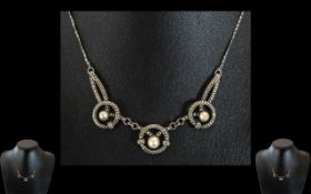 1920's Marcasite Necklace, lovely design