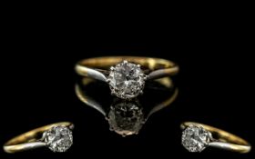 18ct Gold and Platinum Single Stone Diam