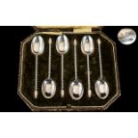 Boxed Set Of Six Silver Teaspoons With B