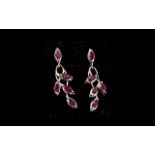 Ruby 'Leaves' Drop Earrings, each earrin