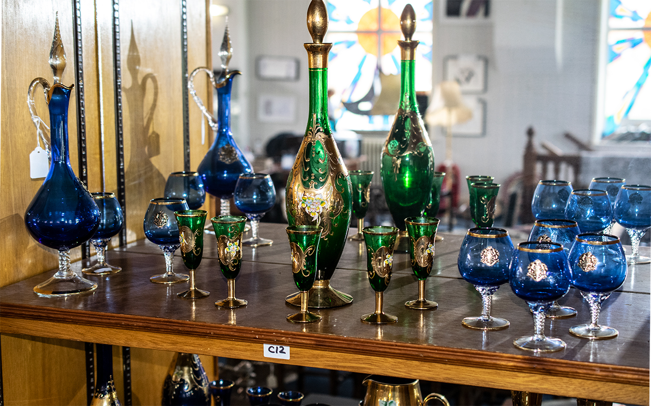 Collection of Coloured Venetian Glass, c