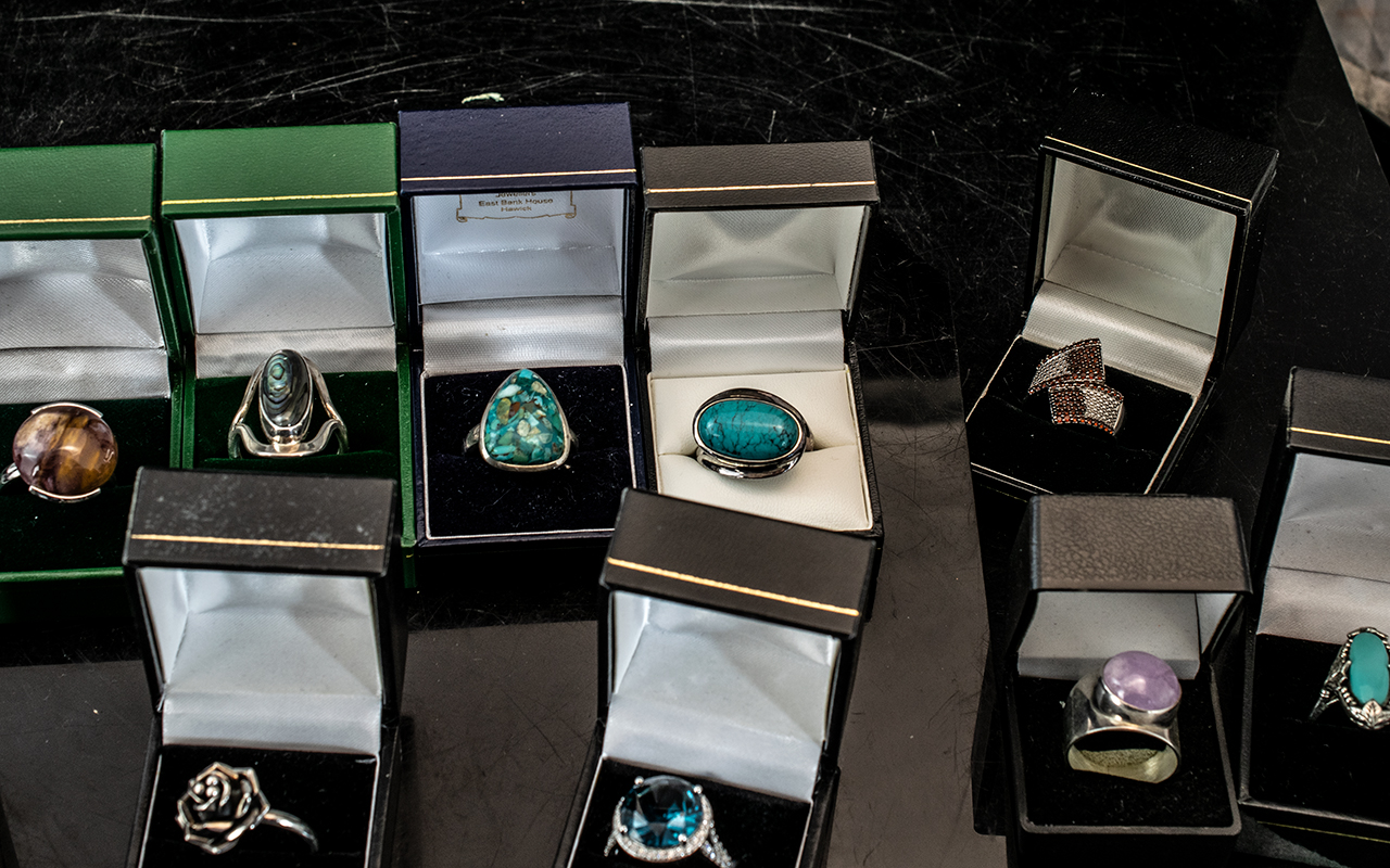 Collection of Twelve Silver Dress Rings, - Image 2 of 2