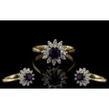 18ct Gold Diamond and Amethyst Cluster c