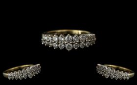 Ladies - Attractive 9ct White Gold Diamond Set Dress Ring. Full Hallmark for 9.375 to Interior of