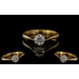 18ct Gold - Single Stone Diamond Ring. Marked 750 - 18ct to Interior of Shank. The Modern Round