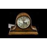 An Oak Cased Napoleon Hat Mantle Clock plus one other.