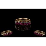 Antique 9ct Rose Gold Attractive and Good Quality 5 Stone Ruby Set Ring.