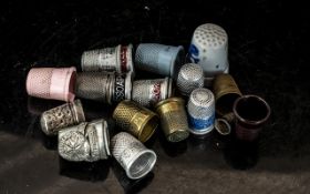 Collection of Vintage Thimbles, 20 in total, various designs and materials.