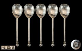 A Set of Sterling Silver Teaspoons ( 5 ) In Total. Hallmark London 1940, Maker T.B & Son. Weight 64.