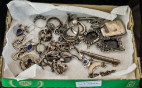 Collection of Silver Items, comprising silver horseshoe Isle of Man brooch,