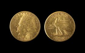 United States of America Indian Head 10 Dollar Gold Coin - Date 1910.