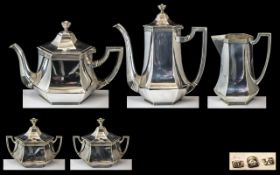 W.M.F Superb Silver Plated ( 5 ) Piece Tea and Coffee Service, Wonderful Design / Proportions.