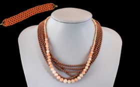 A Fine Collection of Antique Coral Bracelet and 2 Necklaces From the 1920's.