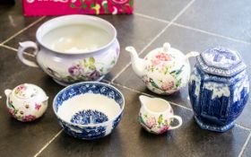 'The English Table' Tea Set, comprising teapot, lidded sugar bowl, and milk jug,