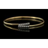 9ct Gold Bangle Set with Diamonds. Marked 9ct.