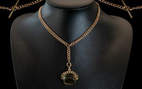 Victorian Period 1837 - 1901 9ct Gold Albert Chain / Necklace with Attached Swivel Citrine Set Fob.