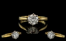 Ladies 18ct Gold Single Stone Diamond Set Ring marked 750 -18 ct to interior of shank.