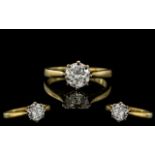 Ladies 18ct Gold Single Stone Diamond Set Ring marked 750 -18 ct to interior of shank.