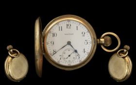 Waltham Gold Filled Full Hunter Keyless Pocket Watch,