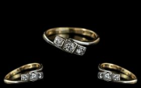 18ct Gold Attractive 3 Stone Diamond Ring. Marked 18ct Gold to Interior of Shank. All Round