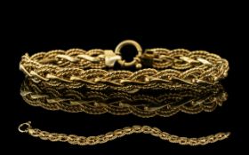 Ladies - Superb 9ct Gold Bracelet - Excellent Design and Clasp.