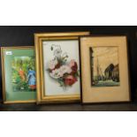 Three Original Paintings, comprising 'Picking Blackberries by C Aboe, 'Dockyard' by A Orton,