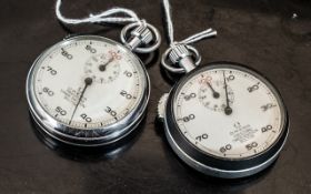 Omega - Vintage Commercial Chrome Cased Stopwatches ( 2 ) Marked Omega, Preston's, Timer Division