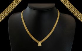 Ladies 9ct Gold Attractive and Expensive Designed Necklace, Marked 9.375 to Necklace.