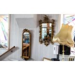 Two Gilt Framed Mirrors, comprising a wall mirror with ornate gilt frame, measures 42" x 22",