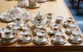 Royal Albert 'Old Country Roses' set, including teapot, milk jug, sugar bowl, 13 cups, 13 saucers,