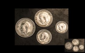 George V 1921 Set of 4 Uncirculated ( Mint ) Maundy Silver Coins, Without Box.