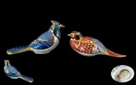 Royal Crown Derby Pair of Hand Painted Ceramic Paperweights ( 2 ) In Total.