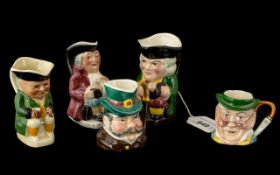 Collection of Five Miniature Toby Jugs, comprising Staffordshire Character Jugs 'Toby' and 'Old