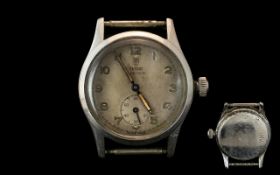Tudor Oyster - Steel Cased Mechanical Wind Watch - No Strap. Numbered to Back Plate 22487 - 4453.