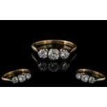 Ladies - 18ct Gold and Platinum 3 Stone Diamond Set Ring,