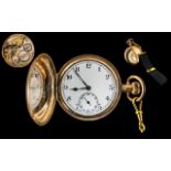 Swiss Man Early 20th Century - Keyless Gold Filled Full Hunter Pocket Watch with Accessories (